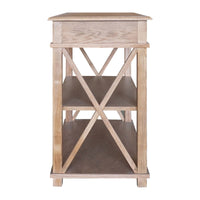 Hamptons Coastal Cross 1 Drawer Bedside Table with Shelf