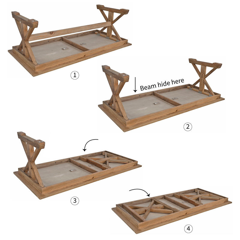 Hamptons Chateau 240cm Rectangle Foldable Trestle Dining Table