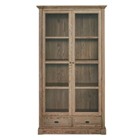 Hamptons Coastal Glass Display Cabinet Bookcase