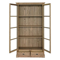 Hamptons Coastal Glass Display Cabinet Bookcase