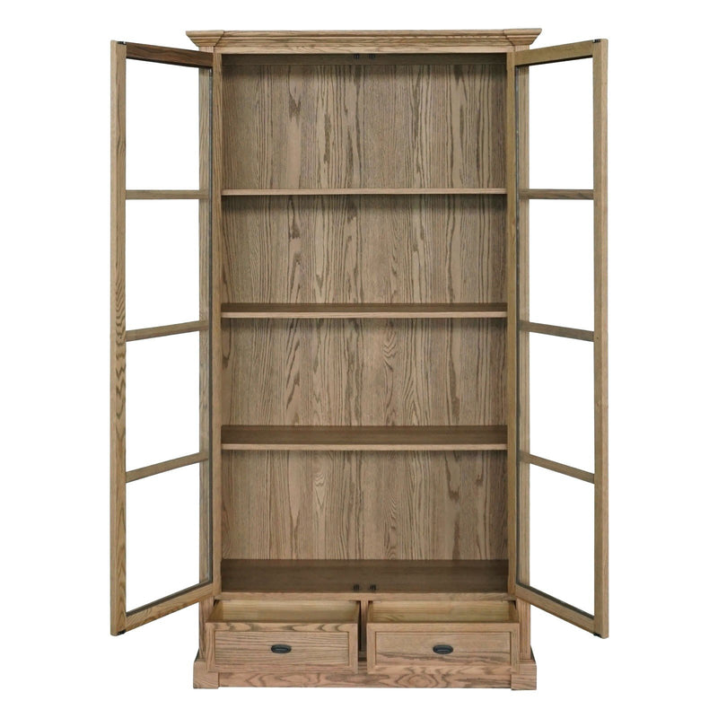 Hamptons Coastal Glass Display Cabinet Bookcase