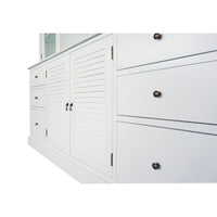 Hamptons Louvre Glass Display Cabinet with Open Bookcase and Buffet