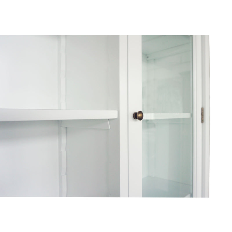 Hamptons Louvre Glass Display Cabinet with Open Bookcase and Buffet