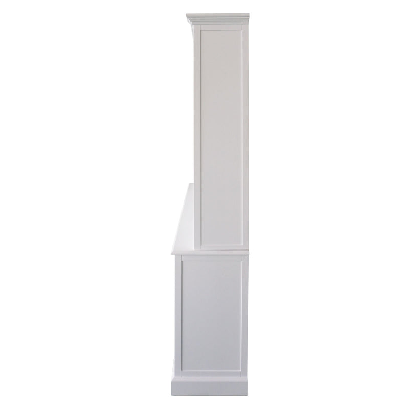 Hamptons Louvre Glass Display Cabinet with Open Bookcase and Buffet