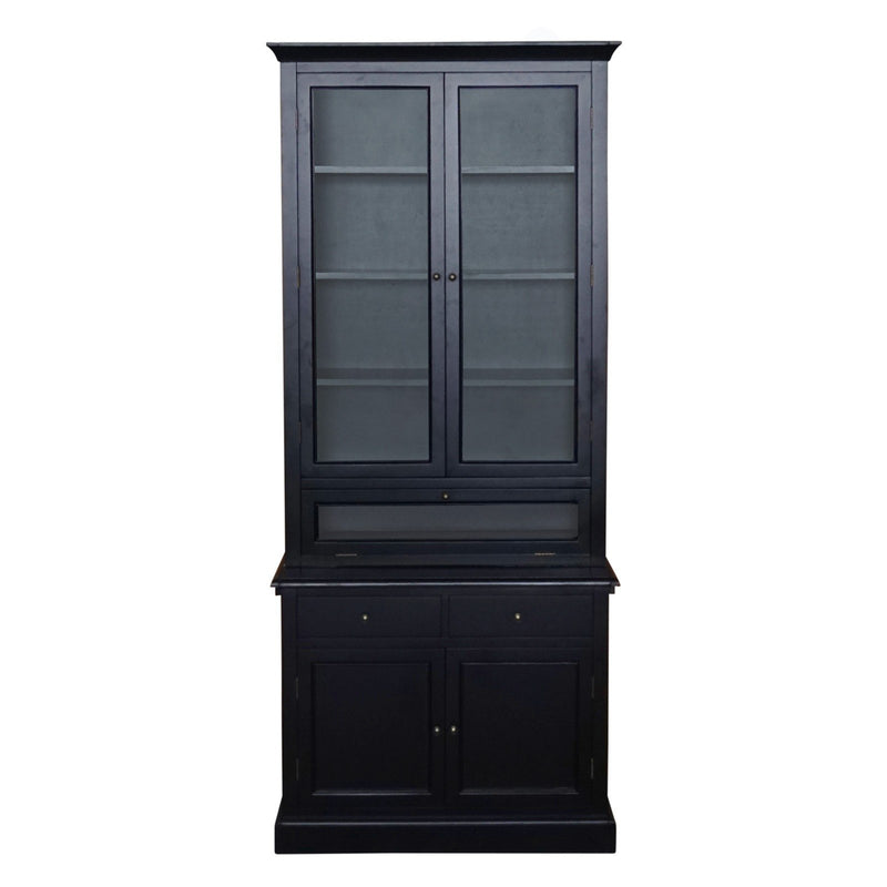 Hamptons Halifax 3 Glass Door Hutch Display Buffet Cabinet Bookcase Cupboard