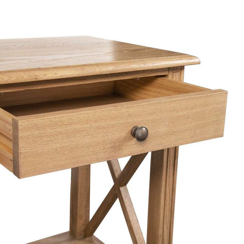 Hamptons Coastal Cross 1 Drawer Bedside Table