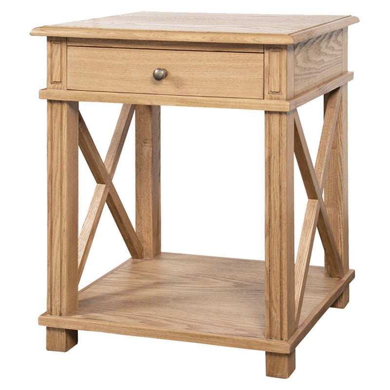 Hamptons Coastal Cross 1 Drawer Bedside Table