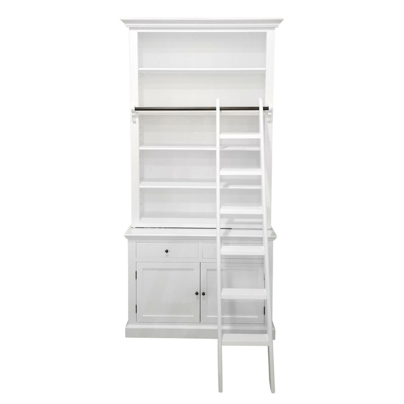 Hamptons Halifax Single Hutch Open Bookcase Buffet with Ladder