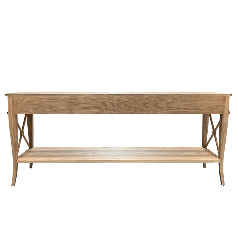 Hamptons Halifax Side Cross 3 Drawers Console Hall Table with Side Pull Out