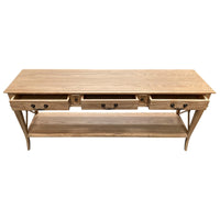 Hamptons Halifax Side Cross 3 Drawers Console Hall Table with Side Pull Out