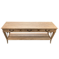 Hamptons Halifax Side Cross 3 Drawers Console Hall Table with Side Pull Out