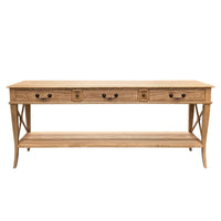 Hamptons Halifax Side Cross 3 Drawers Console Hall Table with Side Pull Out