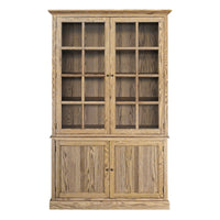 Hamptons Coastal Hutch Glass Display Cabinet Bookcase and Buffet Cupboard