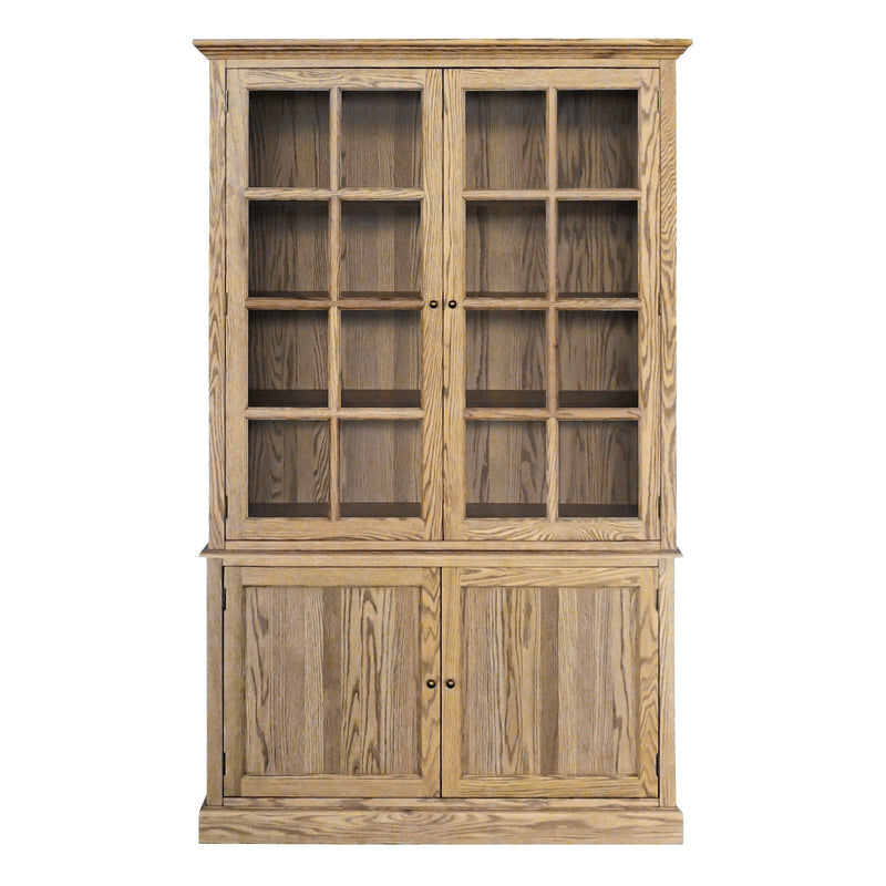 Hamptons Coastal Hutch Glass Display Cabinet Bookcase and Buffet Cupboard