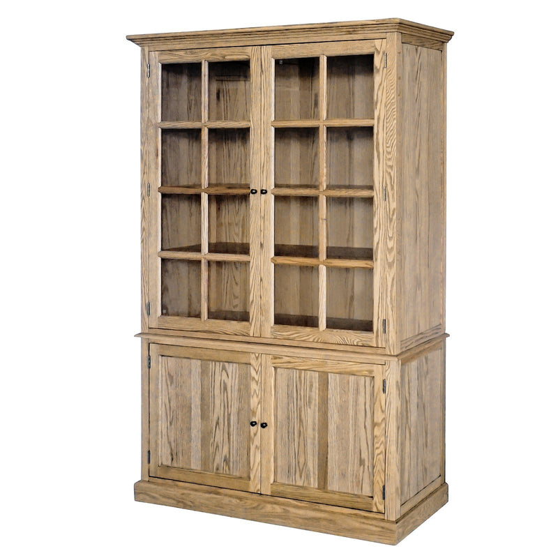 Hamptons Coastal Hutch Glass Display Cabinet Bookcase and Buffet Cupboard