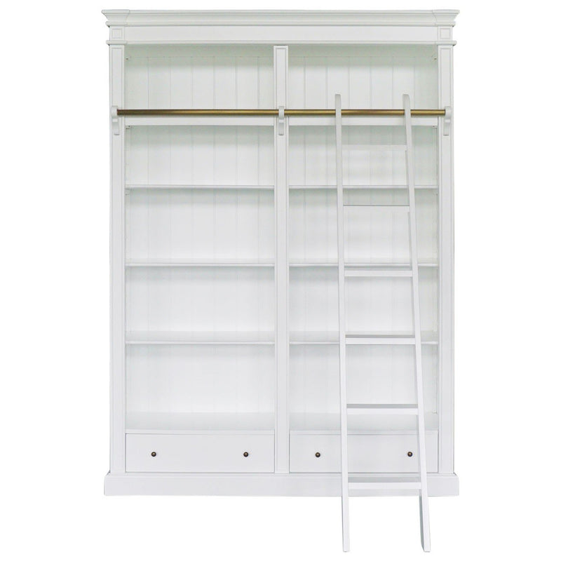 Hamptons Halifax Open Library Bookcase with Ladder 170cm