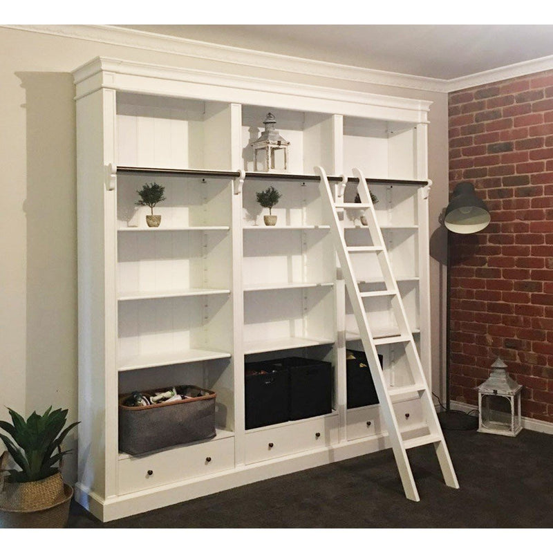 Hamptons Halifax Open Library Bookcase with Ladder