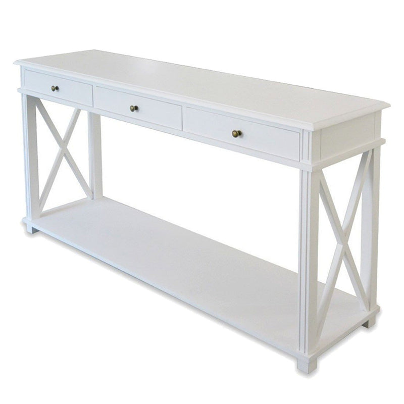 Hamptons Halifax Side Cross 3 Drawer Console Hall Table