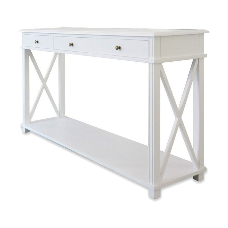 Hamptons Halifax Side Cross 3 Drawer Console Hall Table