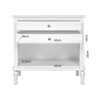 Hamptons Halifax Two Drawers Bedside Table