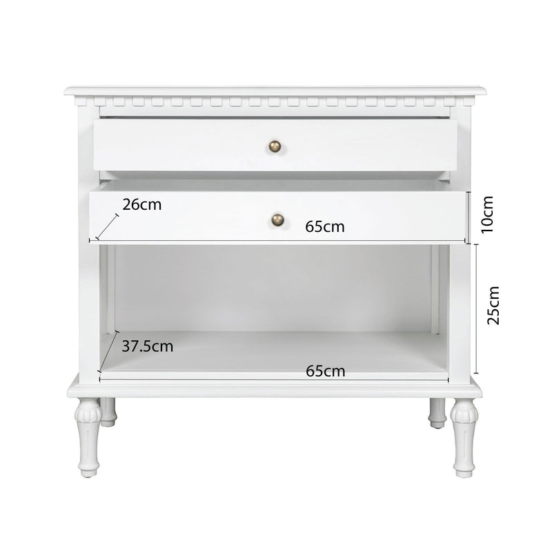 Hamptons Halifax Two Drawers Bedside Table