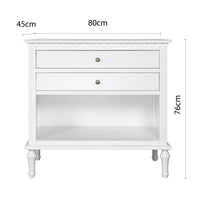 Hamptons Halifax Two Drawers Bedside Table