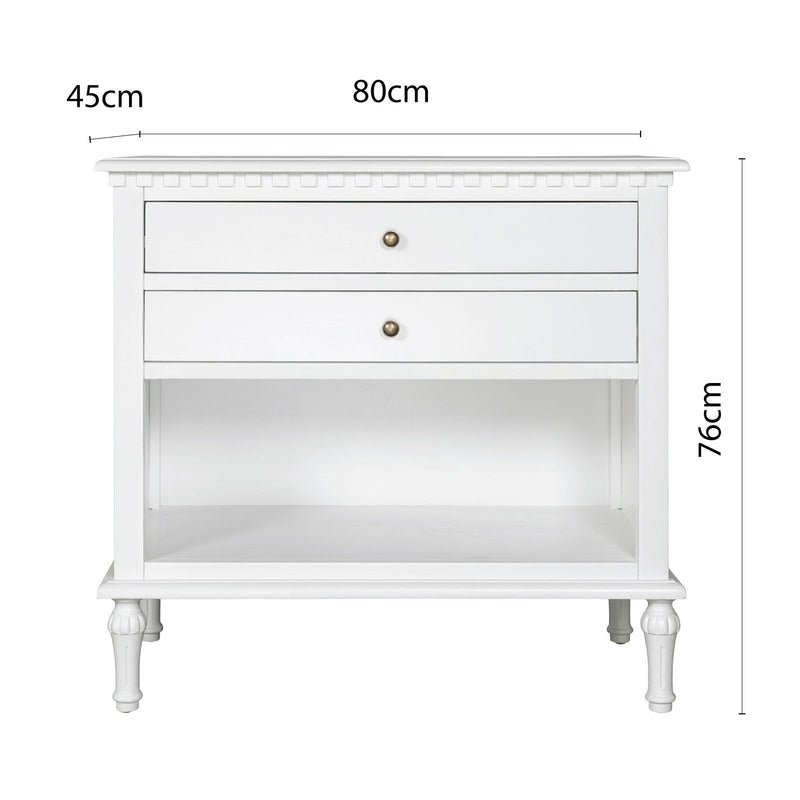 Hamptons Halifax Two Drawers Bedside Table