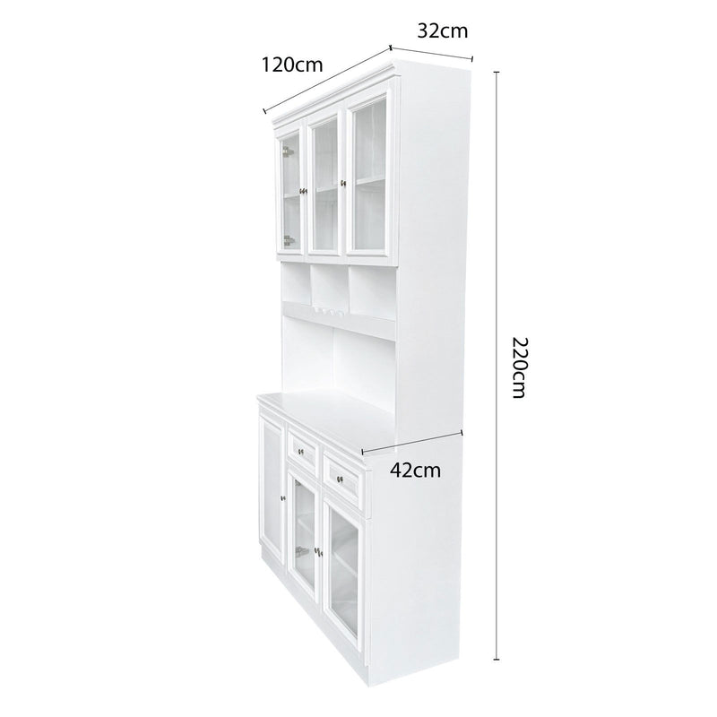 Hamptons Halifax Kitchen Pantry Glass Display Buffet and Wine Cabinet