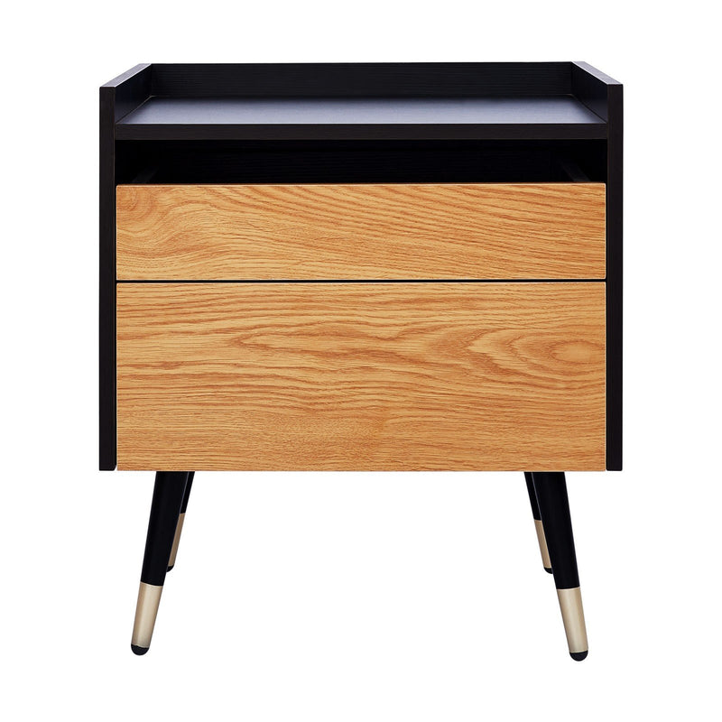 Contemporary Modern Harper 2 Drawer Bedside Table