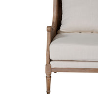 French Provincial Louis Havana Linen and Rattan Wingback Armchair