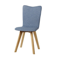 Contemporary Scandinavian Fyn Set of 2 Blue Upholstered Modern Fabric Dining Chairs