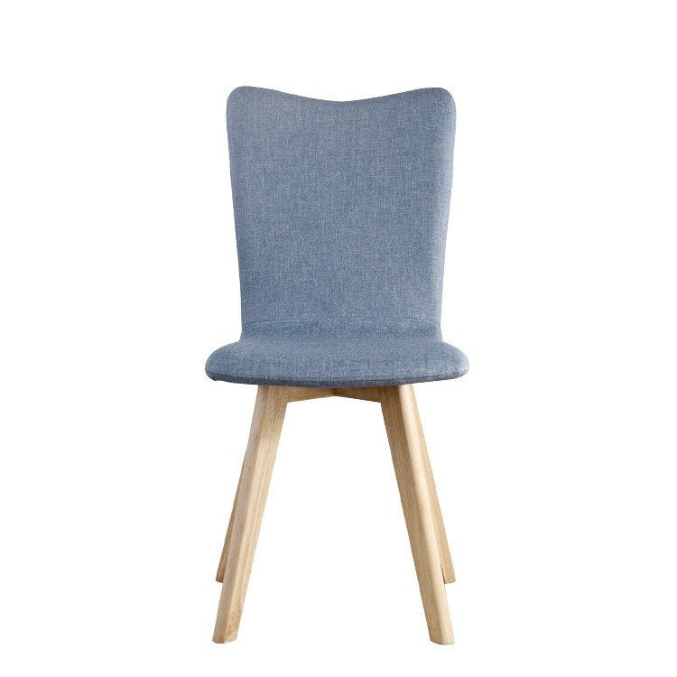 Contemporary Scandinavian Fyn Set of 2 Blue Upholstered Modern Fabric Dining Chairs