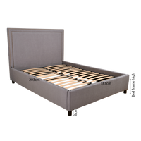 Contemporary Modern Maddy Upholstered Studded Square King Bed Frame