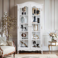 French Provincial Louis Classic Glass Display Cabinet Bookcase