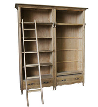 French Provincial Provence Extendable Library Bookcase Natural Ash with Ladder