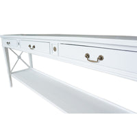 Hamptons Halifax Side Cross 3 Drawers Console Hall Table with Side Pull Out