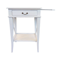 Hamptons Coastal Cross Bedside Table with Pull Out Shelf