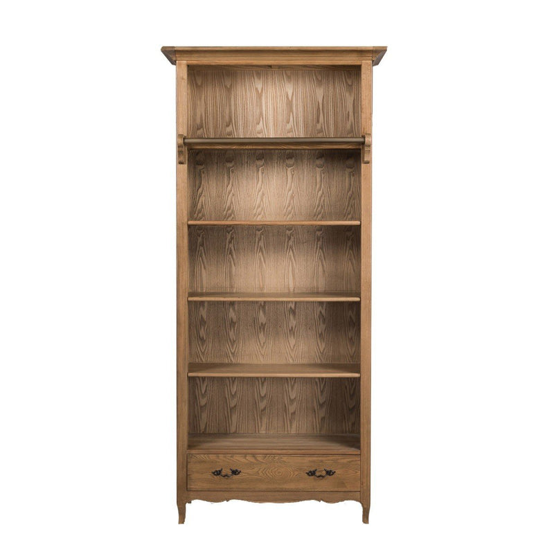 French Provincial Provence Extendable Library Bookcase Natural Ash with Ladder