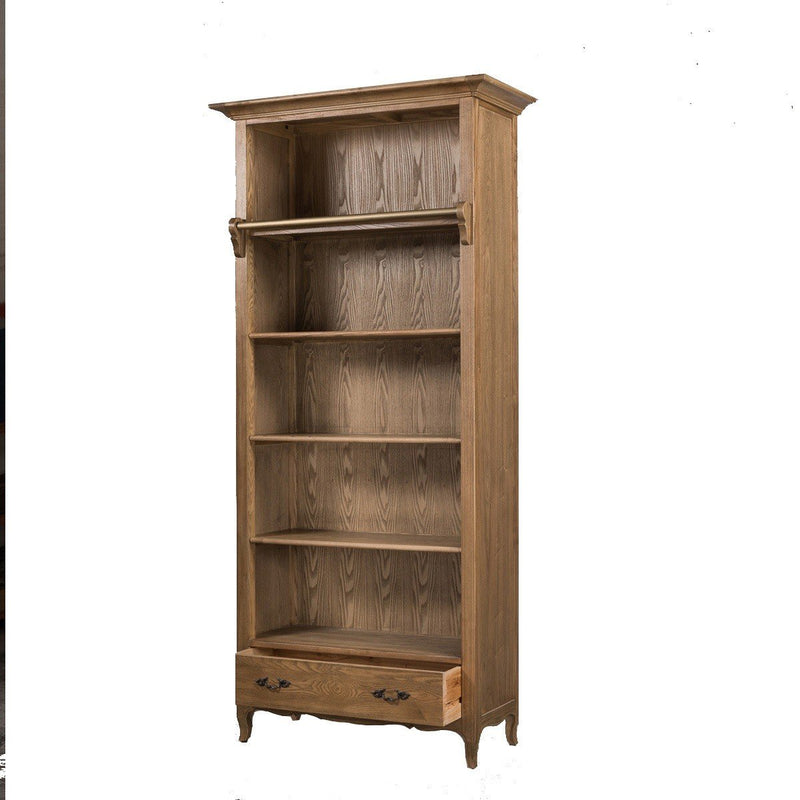 French Provincial Provence Extendable Library Bookcase Natural Ash with Ladder