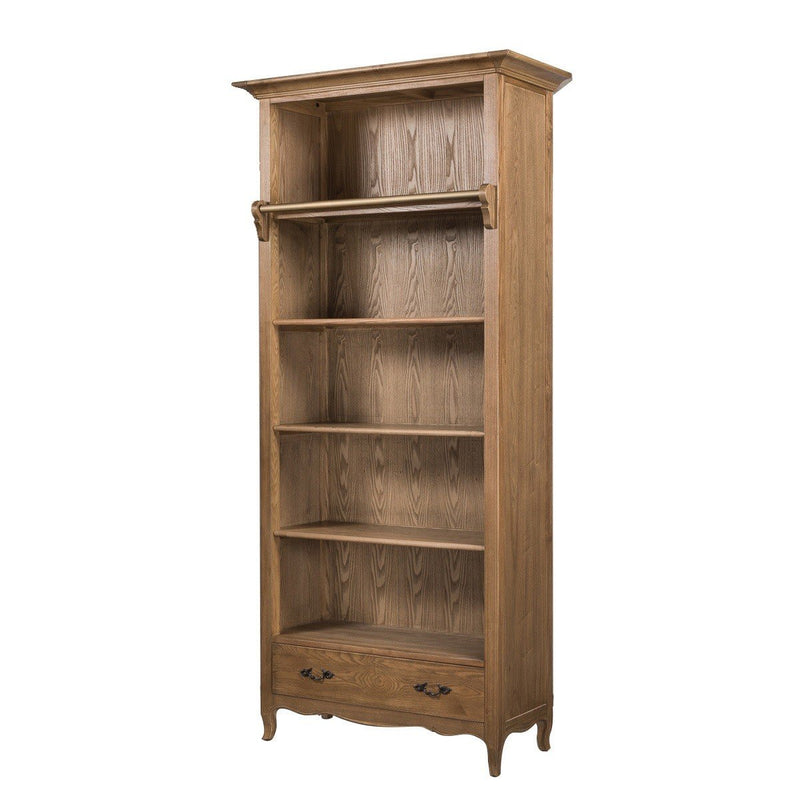 French Provincial Provence Extendable Library Bookcase Natural Ash with Ladder