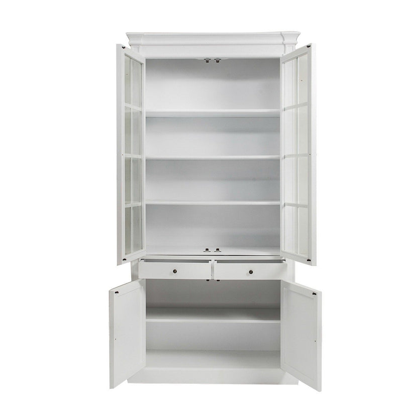 Hamptons Coastal 2 Glass Door Display Cabinet Bookcase