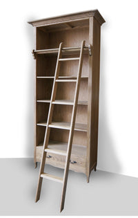 French Provincial Provence Extendable Library Bookcase Natural Ash with Ladder