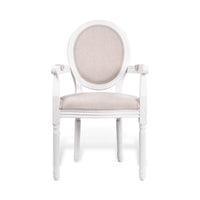 French Provincial Louis Set of 2 Upholstered Carver Dining Armchairs