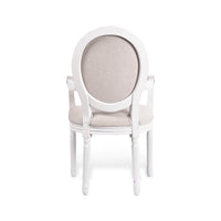 French Provincial Louis Set of 2 Upholstered Carver Dining Armchairs
