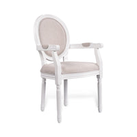 French Provincial Louis Set of 2 Upholstered Carver Dining Armchairs