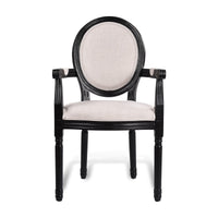 French Provincial Louis Set of 2 Upholstered Carver Dining Armchairs