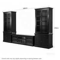 The Hamptons Halifax Estate Collection: 3-Piece Hamptons Living Room Suite - 180cm TV Unit & Twin Glass Cabinet Towers