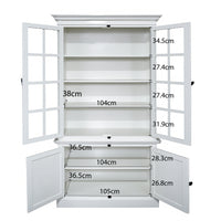 French Provincial Collection 3-Piece Wall Unit Set: A 200cm TV Unit & Twin Glass Display Cabinet Towers