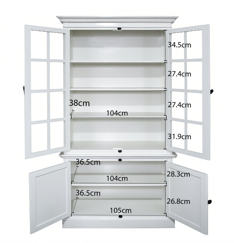 French Provincial Collection 3-Piece Wall Unit Set: A 200cm TV Unit & Twin Glass Display Cabinet Towers