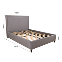 Contemporary Modern Maddy Upholstered Studded Square Queen Bed Frame